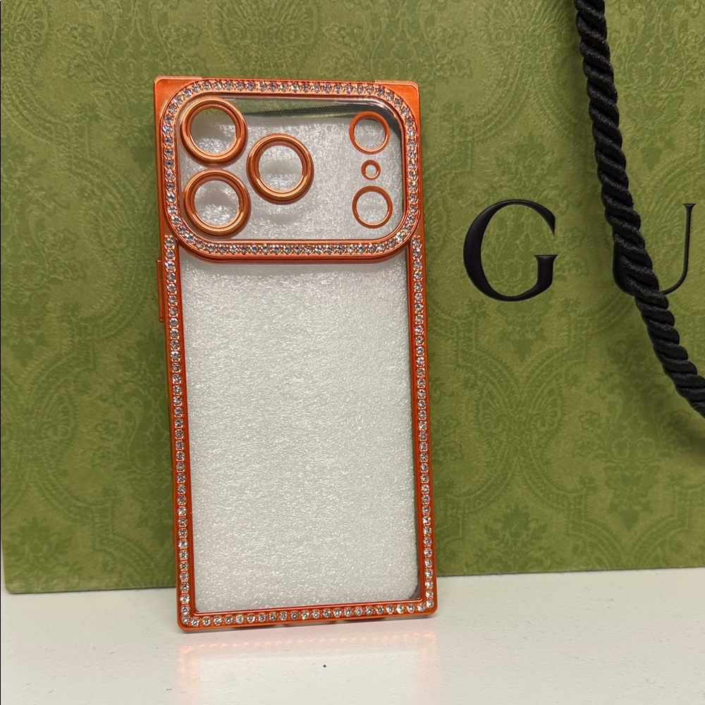 Orange Glitter Phone Case iPhone 17 Pro